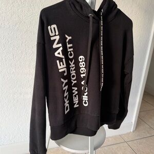 DKNY Black Hoodie with Bold White Text